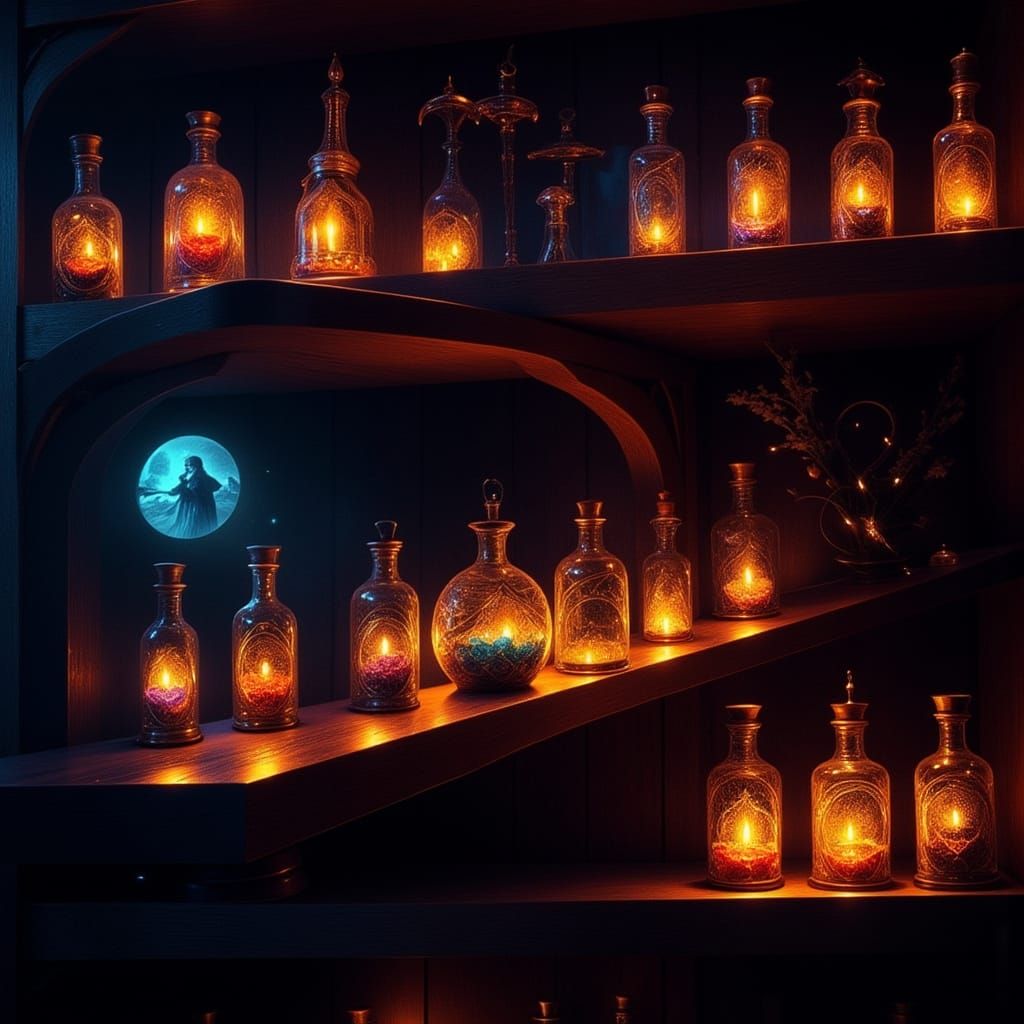 Magical Potions in an Enchanted Apothecary