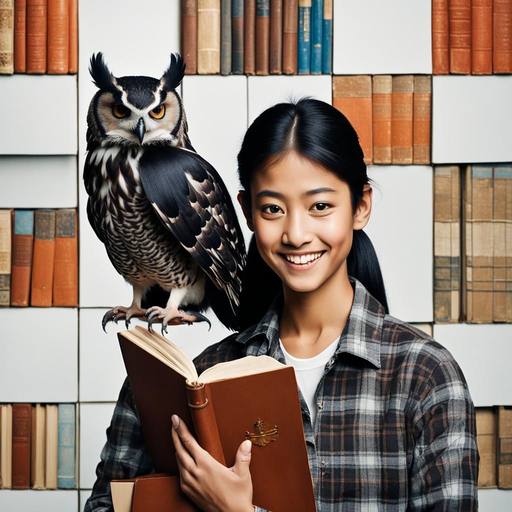 Woman With Owl Portrait in Professional Photography Style
