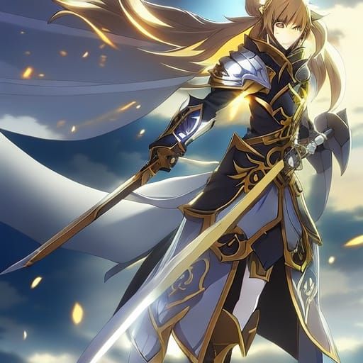 Radiant Paladin of Light in Anime Style