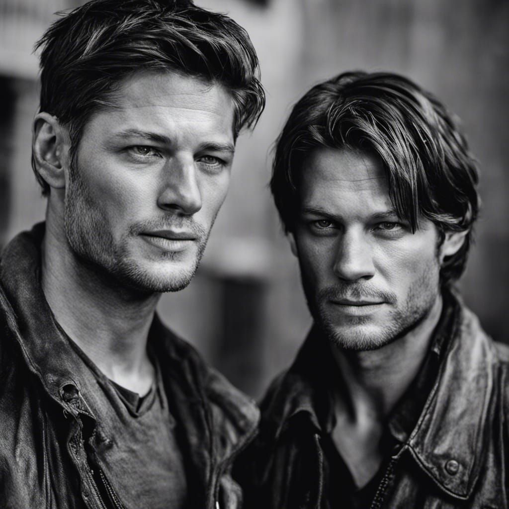 Hyperrealistic Portrait of Two Men in Ambient Light