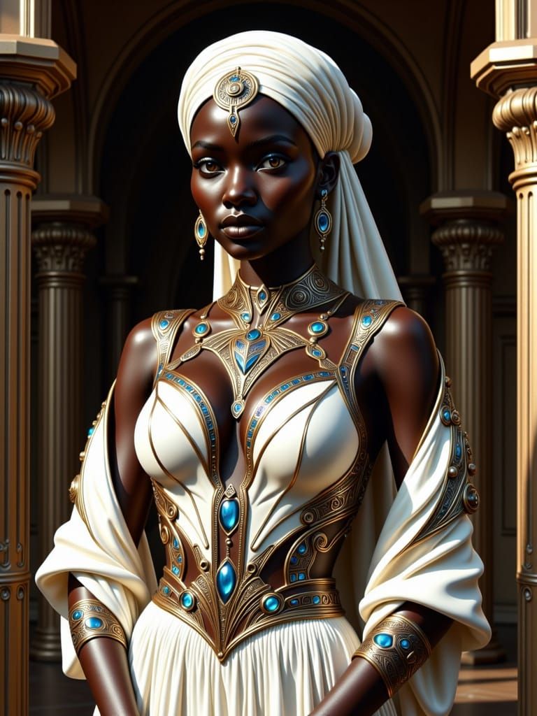 Steampunk Nubian Queen in Desert Palace