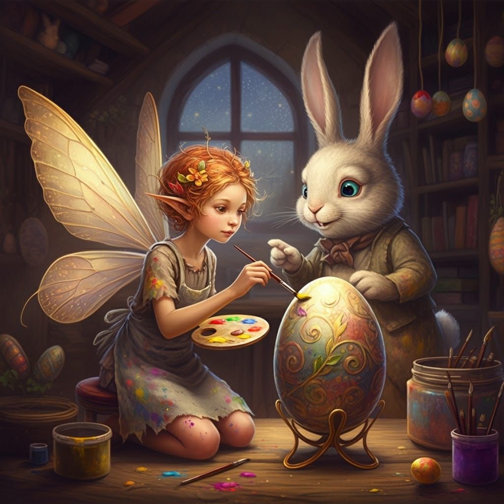 Whimsical Fairy Crafts Easter Egg Masterpiece with Easter Bu...