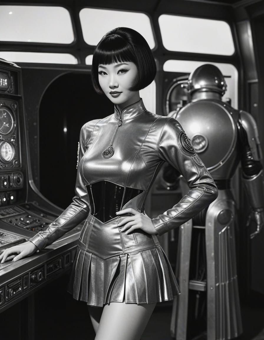 Retro Sci-Fi Pinup in Art Deco Style