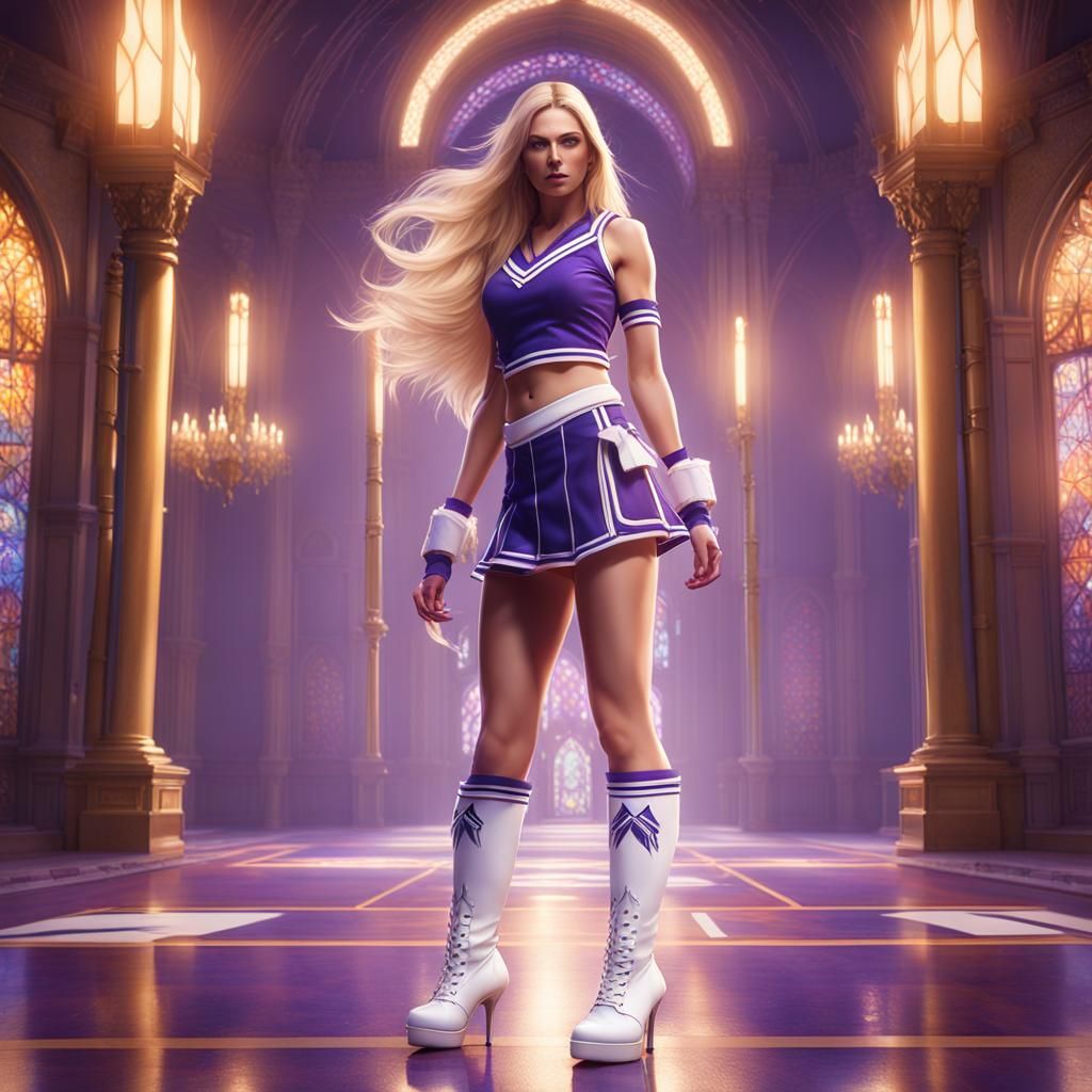 Blond Cheerleader in Boots: Dark Fantasy Art
