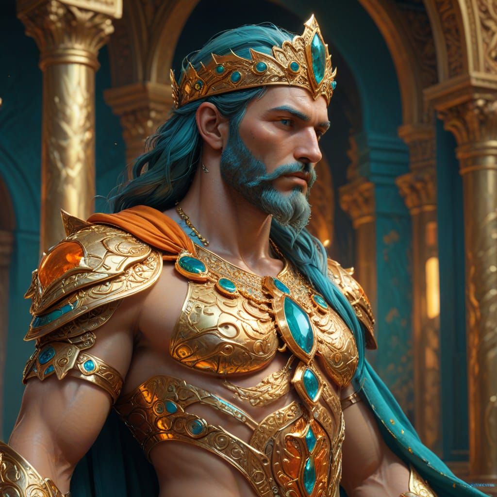 King Midas in Golden Palace: Hyperdetailed Concept Art