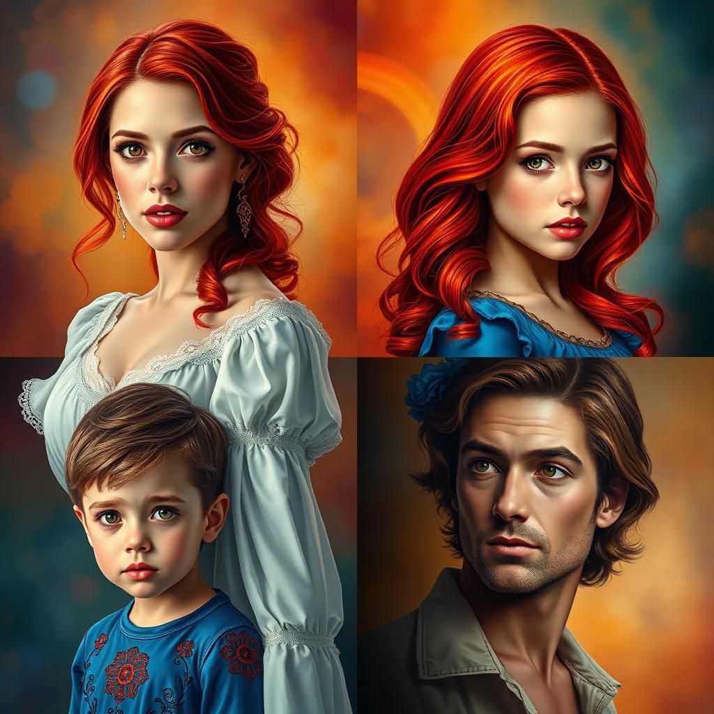 Hyperrealistic Family Portrait in Four Quadrants