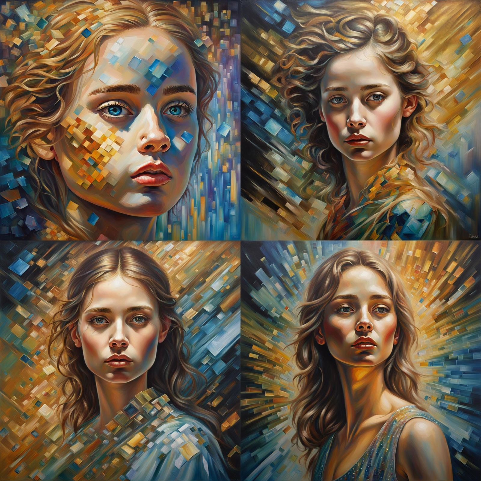 Iridescent Oil Painting of a Beautiful Girl