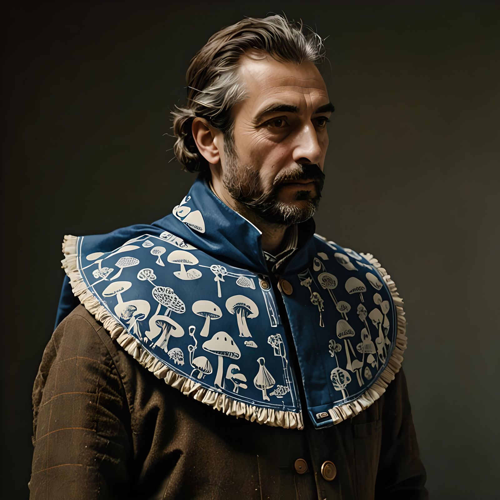 Italian Activists Tending Tintling Mushrooms in Linocut Styl...