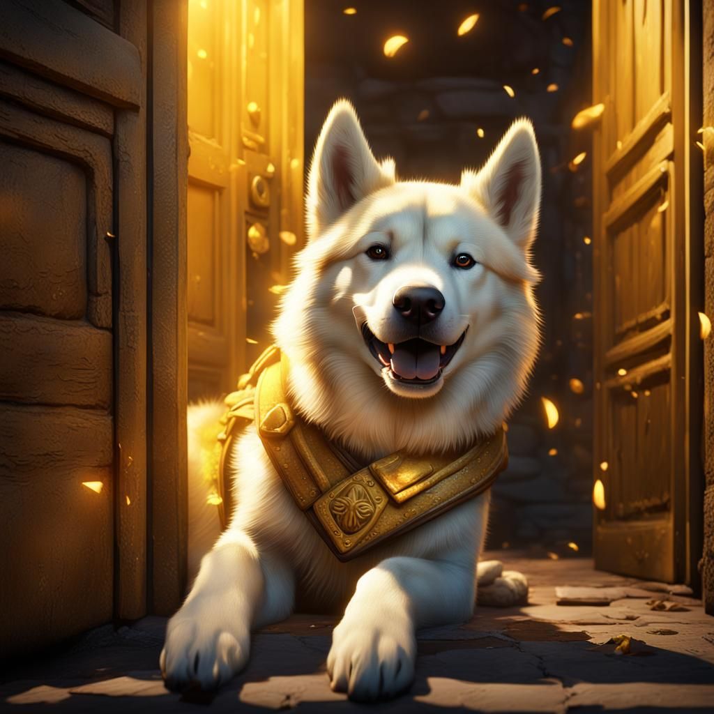Joyful Golden Husky in Detailed Matte Painting