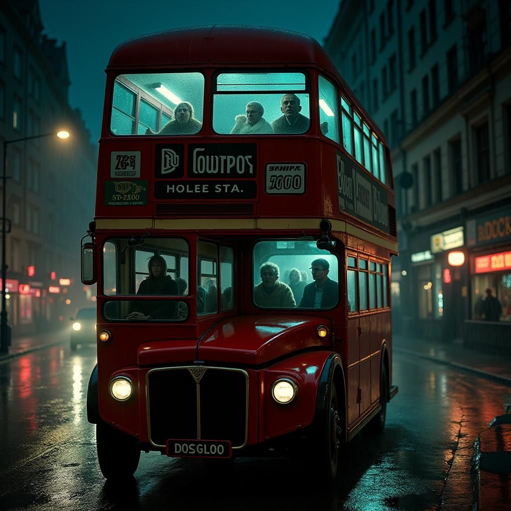 Vintage Bus Ride in a Sci-Fi Film Noir