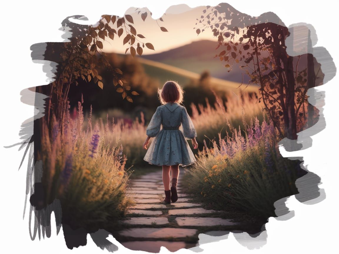 Whimsical Journey in Watercolor and Ink Wash Style