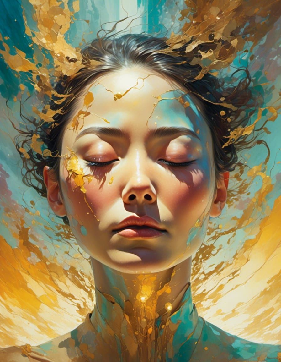 Ethereal Portrait of Korean Woman in Surreal Art Style