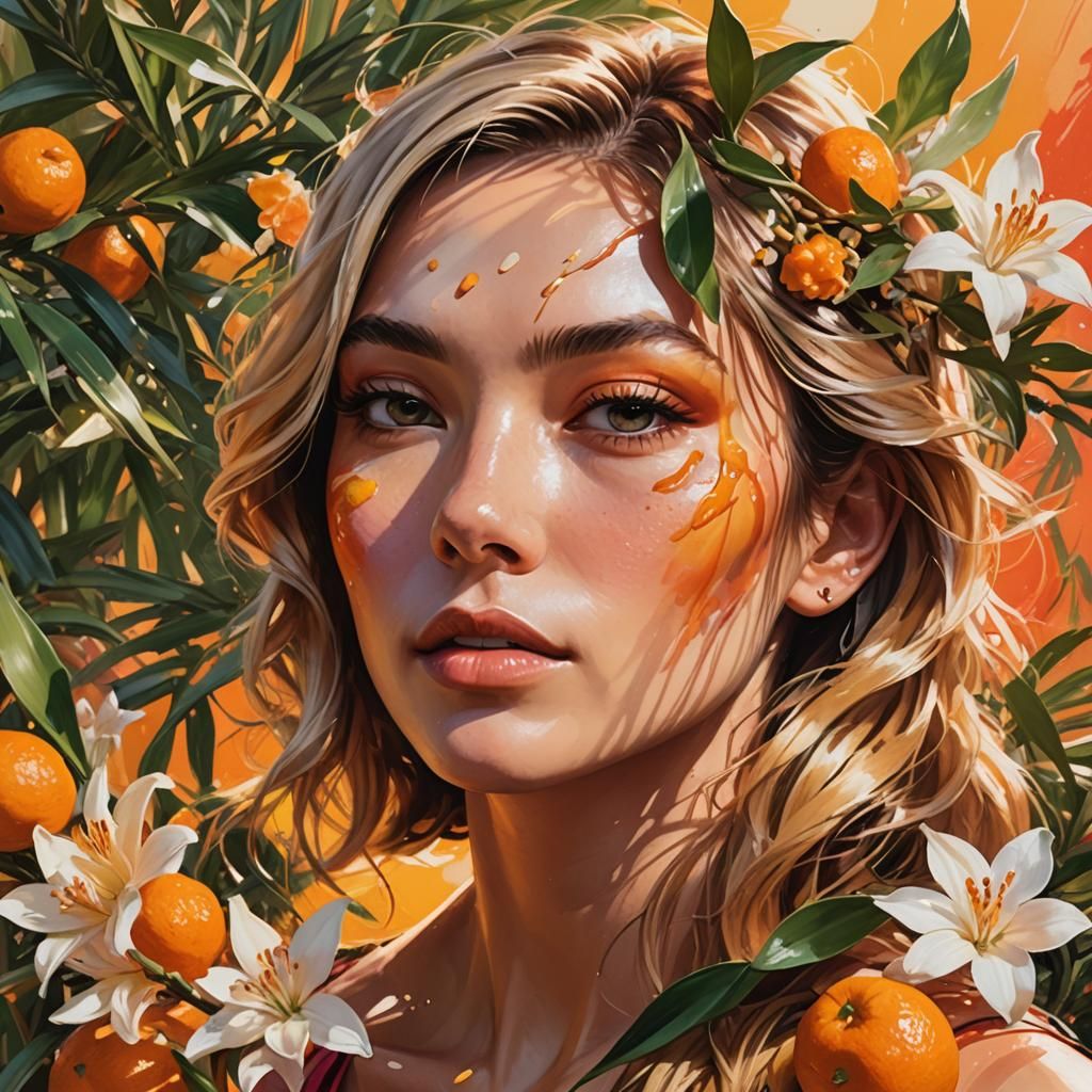 Hyperrealistic Splash Art of Party Guest in Vibrant Colors