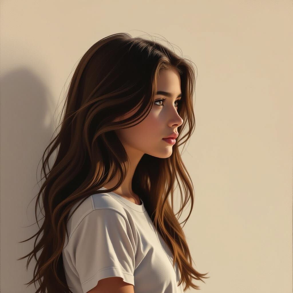 Girl with Hair Obscuring Face in Cinematic Matte Painting