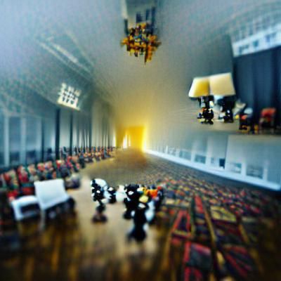 Minimalist Surrealism: Long Room with Volumetric Lighting