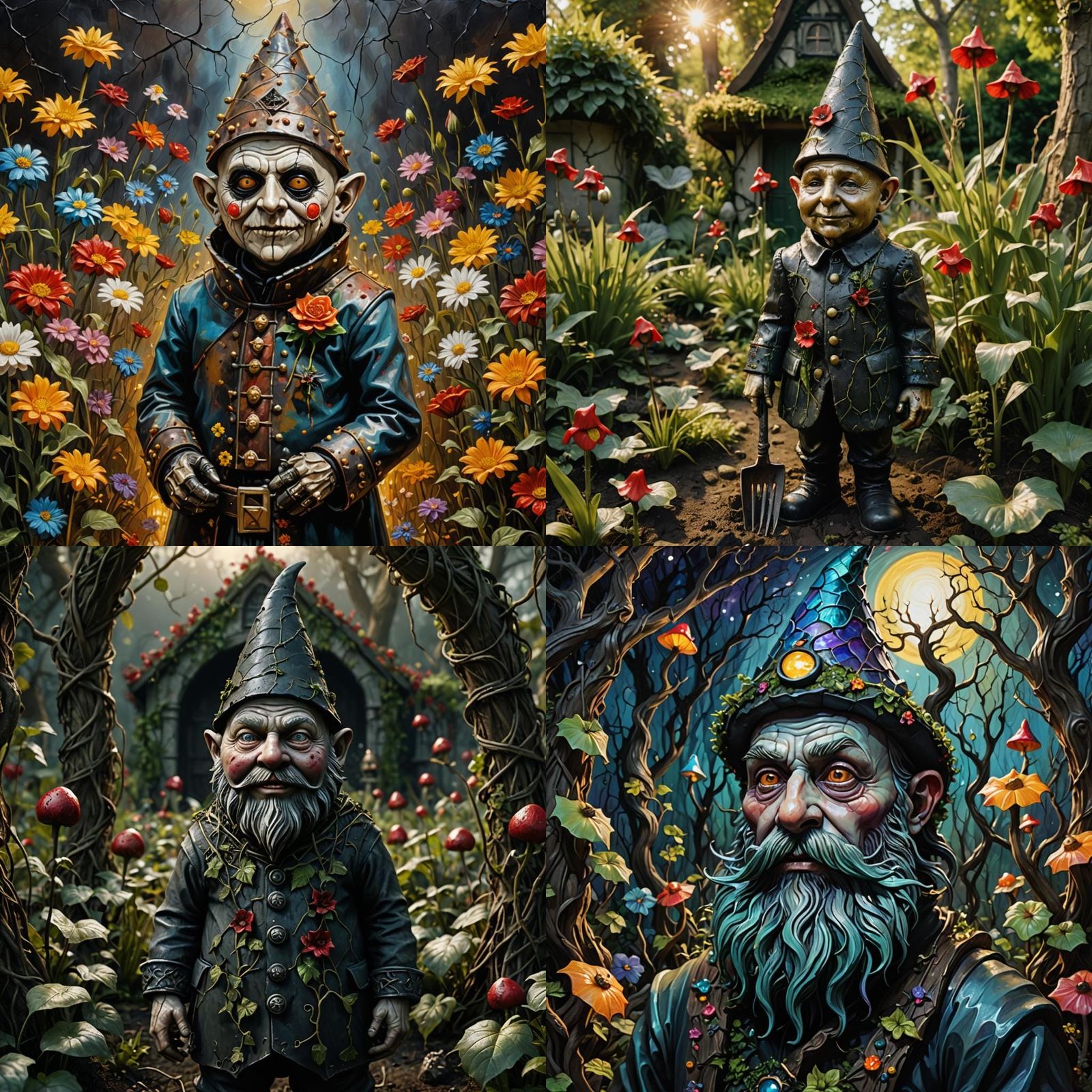 Pinhead from Hellraiser as a garden gnome