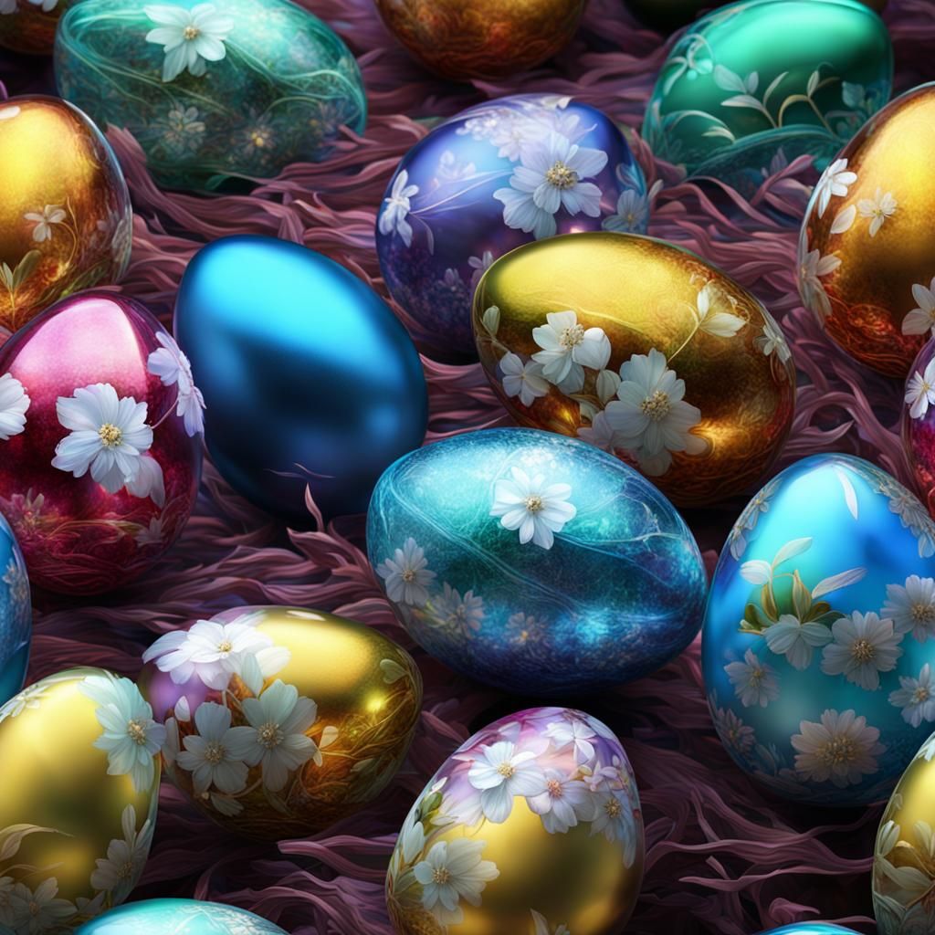 Hidden Blown Glass Easter Eggs Digital Masterpiece