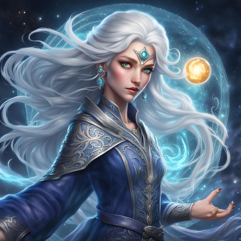 Ethereal Enchantress Luna Weaving Spells: Fantasy Art