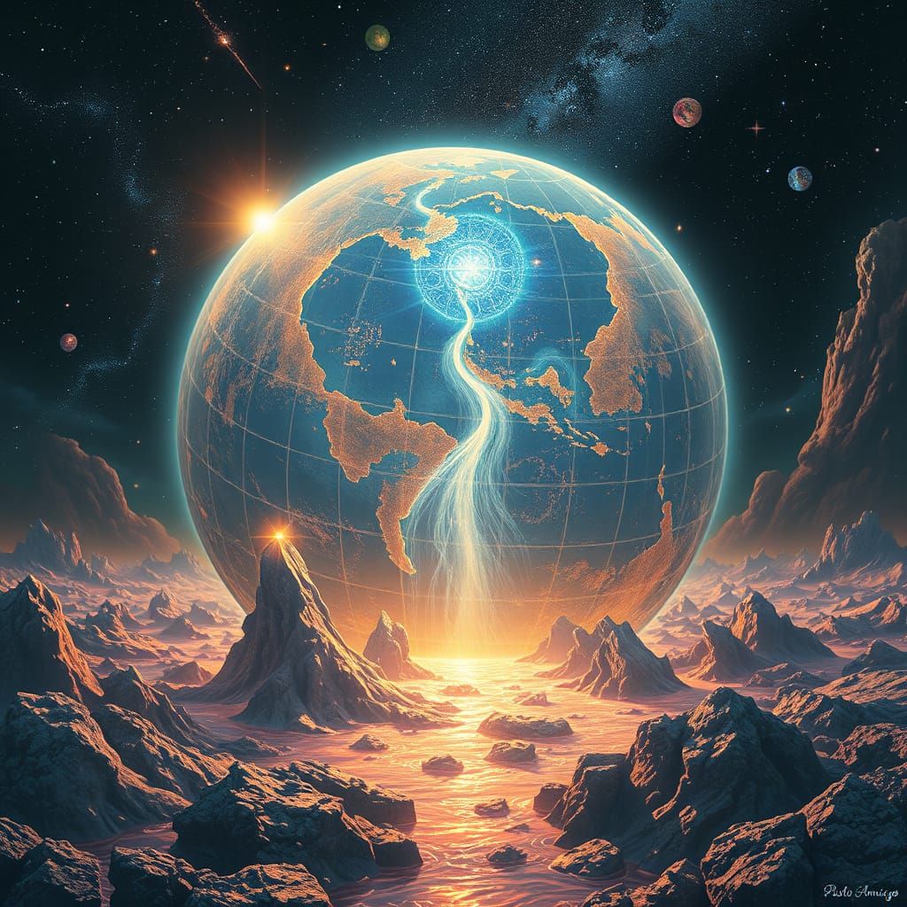 Cosmic Global Flood Illustration by Pablo Amaringo