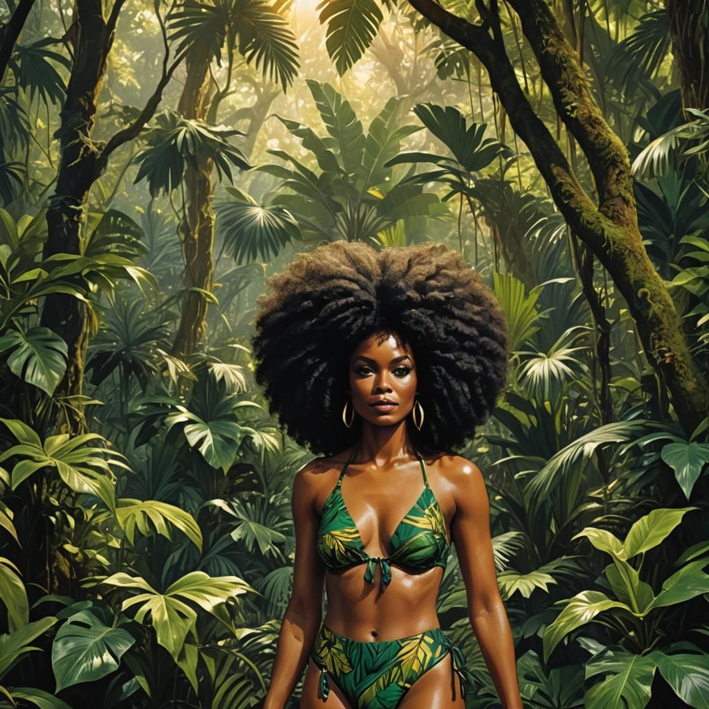 1970s Fantasy Jungle Art: Emerald Afro