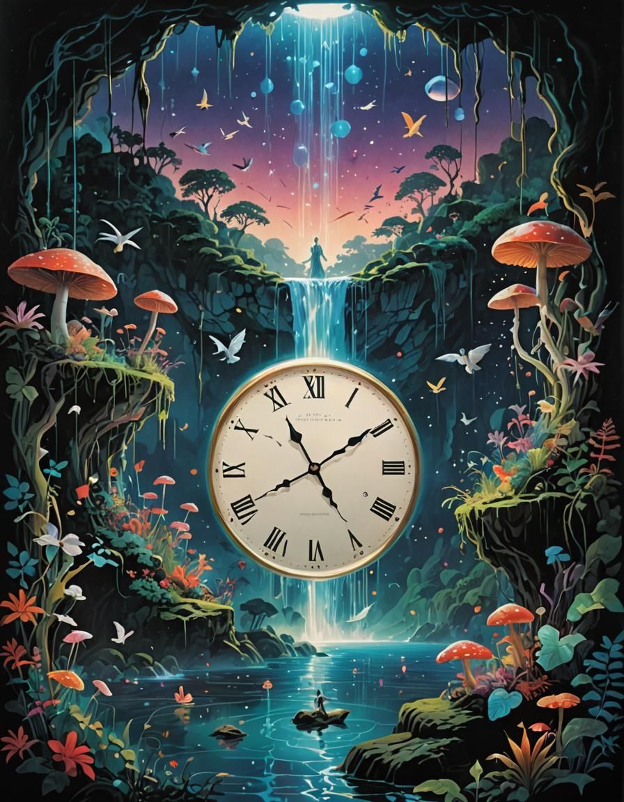 Floating Clock Reveals Surreal Landscapes
