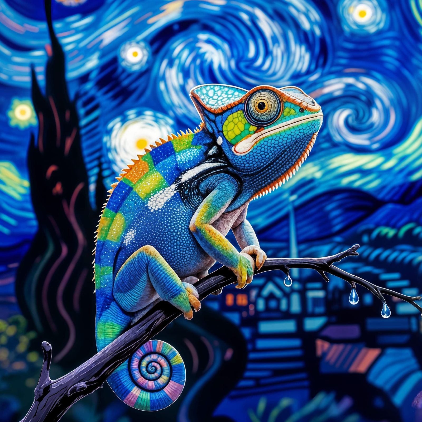 Galactic Chameleon Gazing at Nightscape