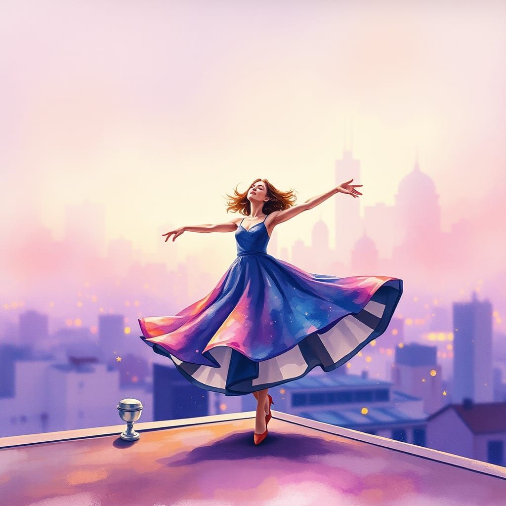 Ethereal Twilight Vignette in Gouache Style