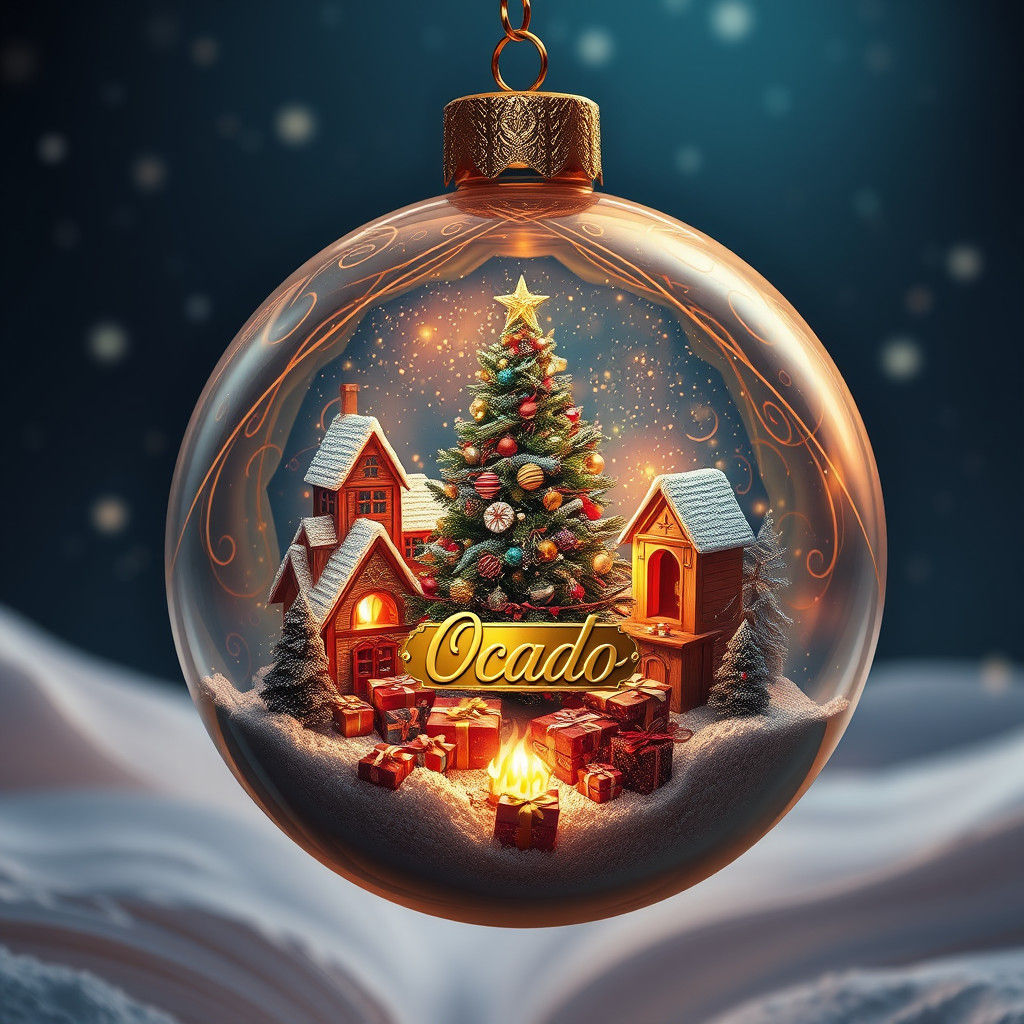 Golden Christmas Bauble with Winter Scene