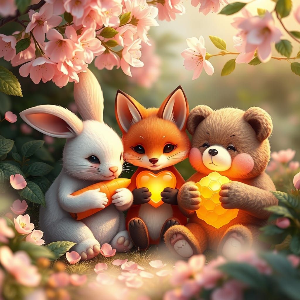 Whimsical Kawaii Forest of Adorable Animals