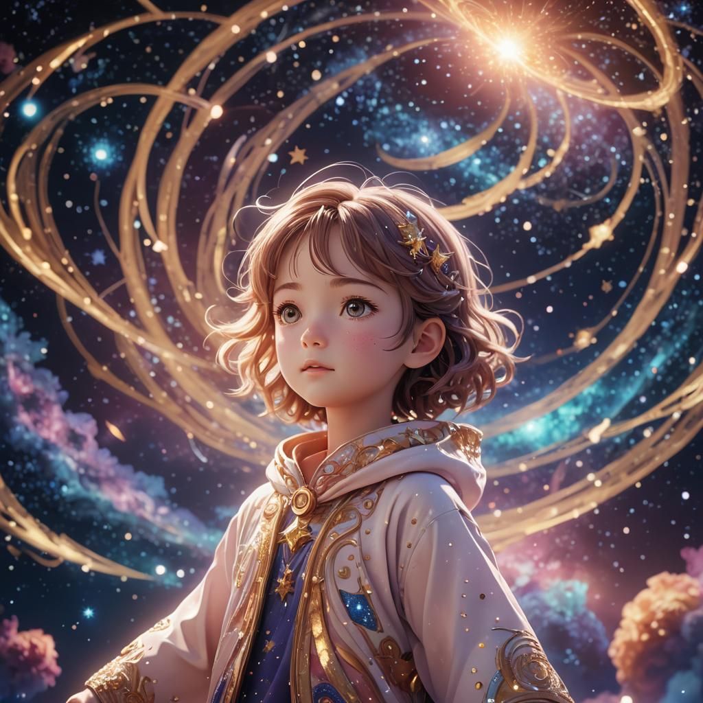 Celestial Child in Anime-Inspired 3D Animation
