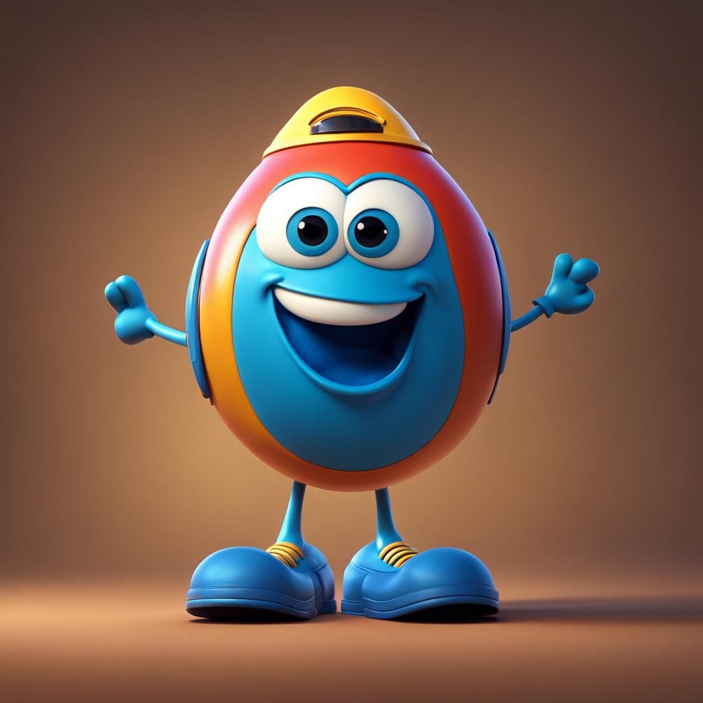 Happy Animated Character with Goofy Smile in Pixar Style