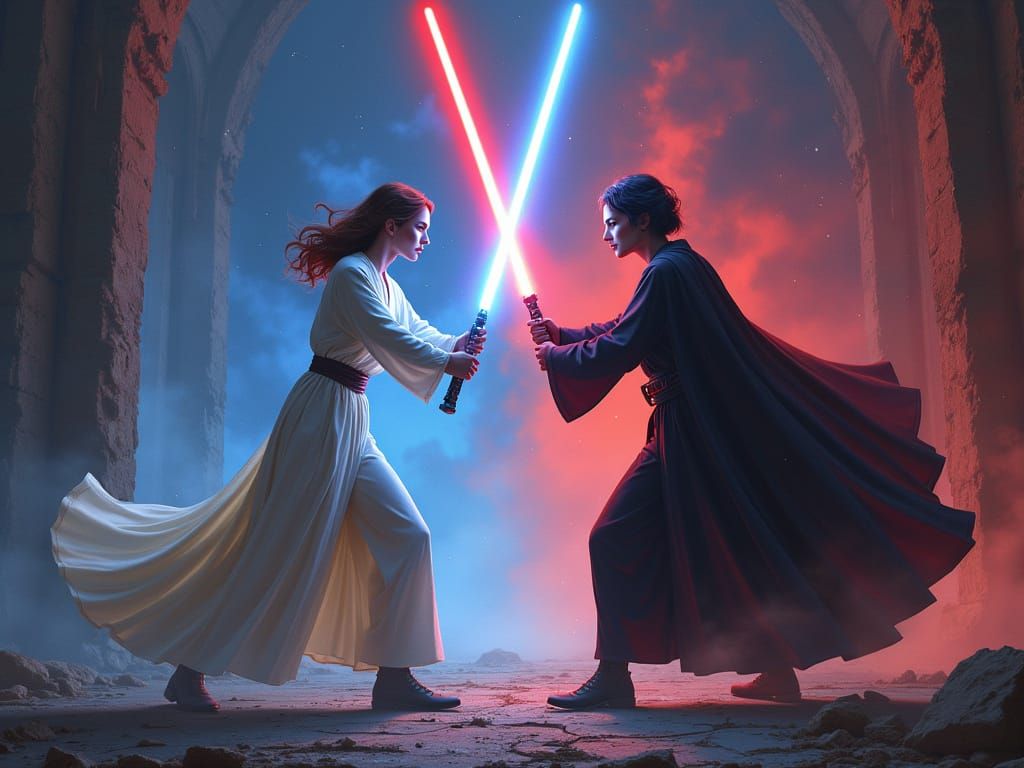 Jedi vs Sith Epic Duel in Star Wars Temple