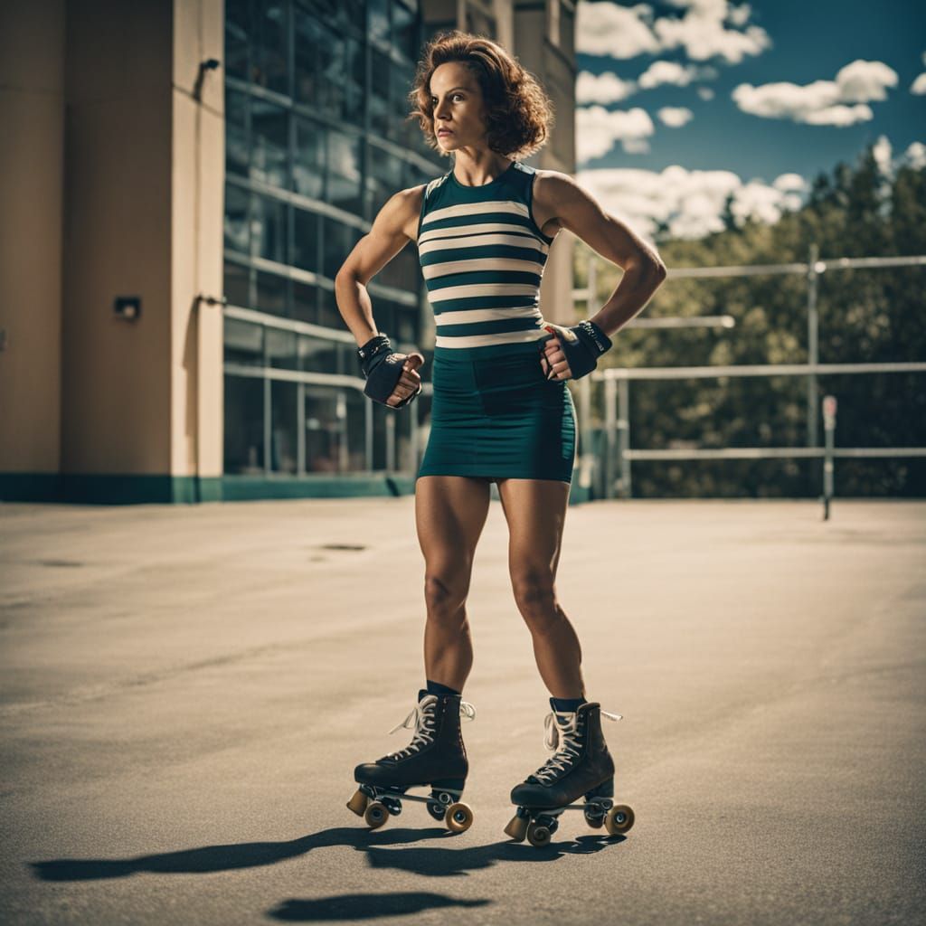 Roller Skating Goddess in Cinematic Film Style