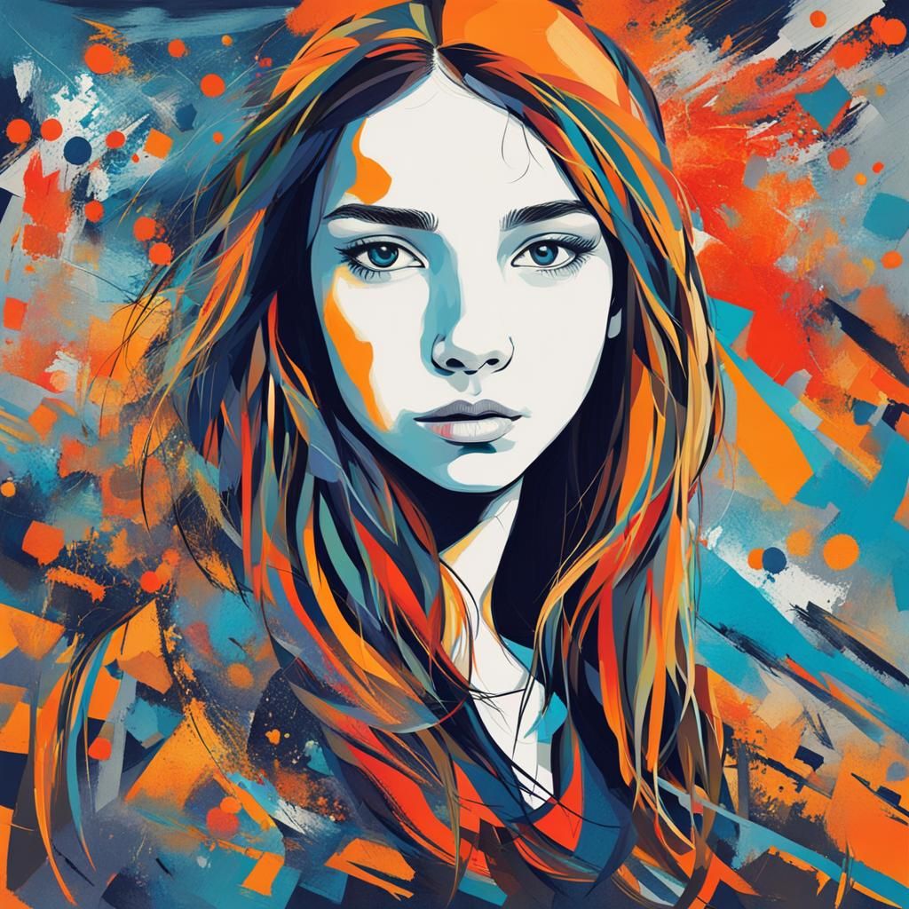 Abstract Portrait of a Beautiful Teen Girl
