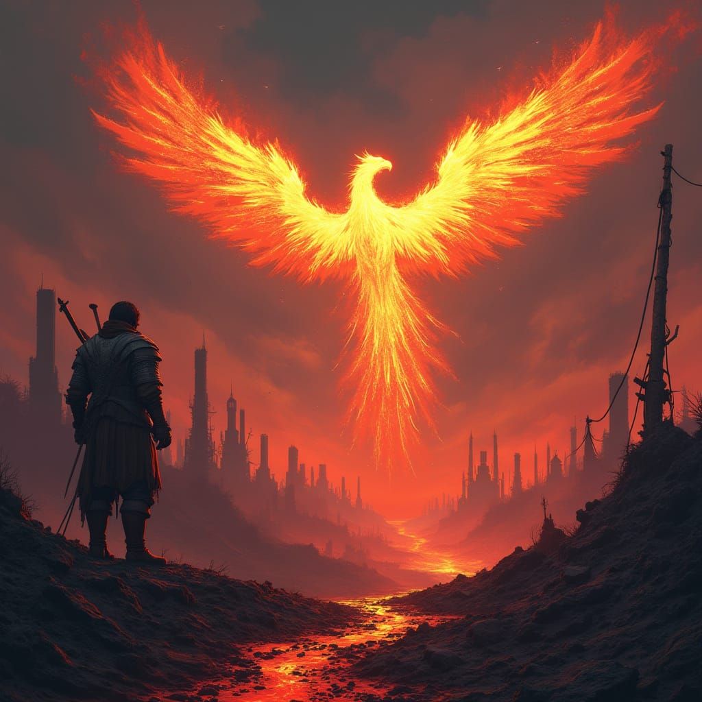 Fiery Phoenix Rises from Ruined Kingdom