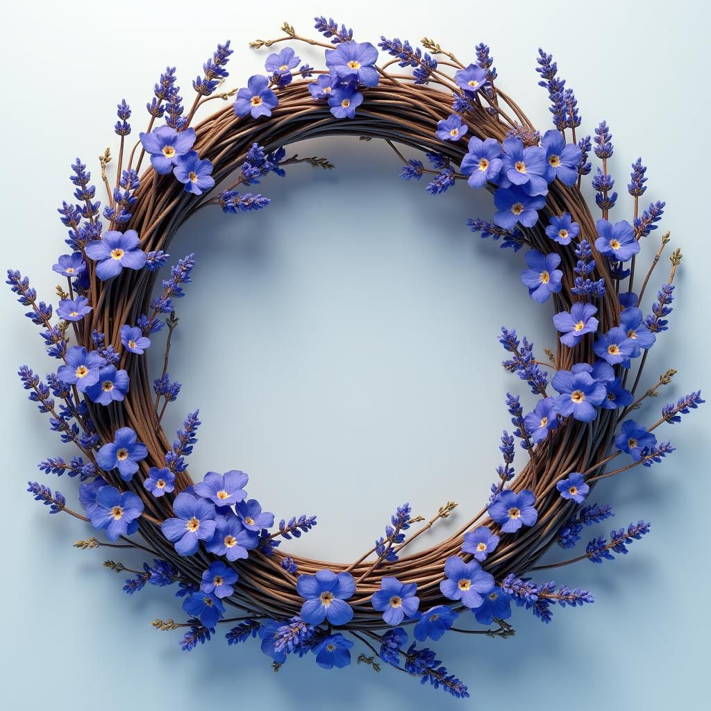 Botanical Wreath Tattoo Design in Matte Painting Style