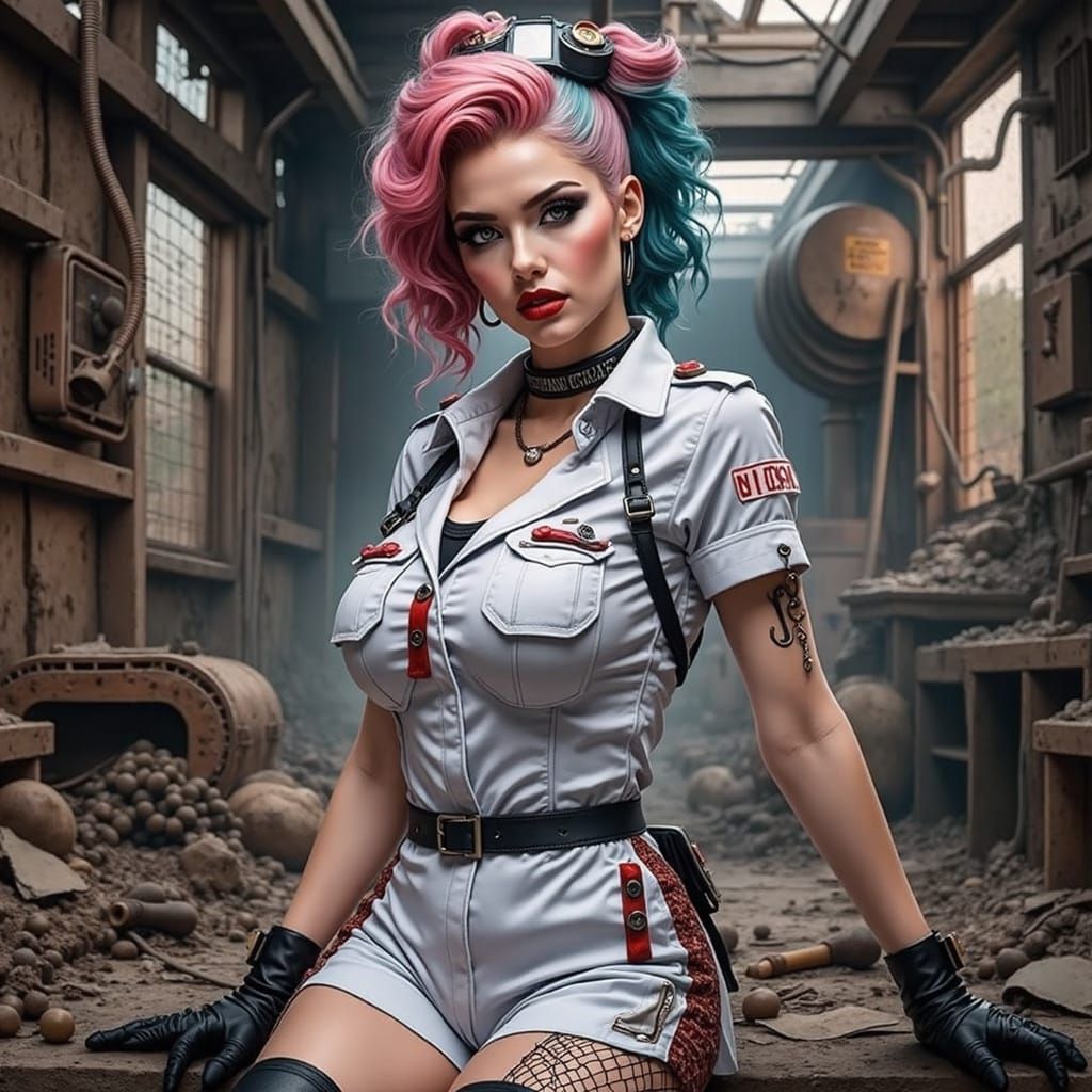 Bimbo Pinup Goddess in Apocalypse Chic