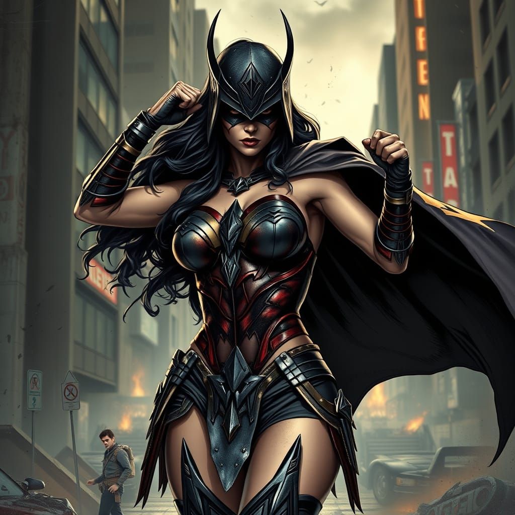 Wonder Woman as Spawn in Dark Comic Style