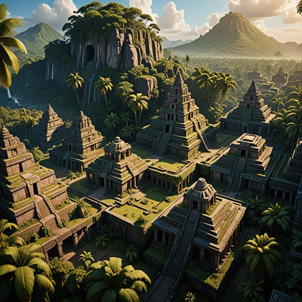 Golden Metropolis of El Dorado in Jungle Ruins