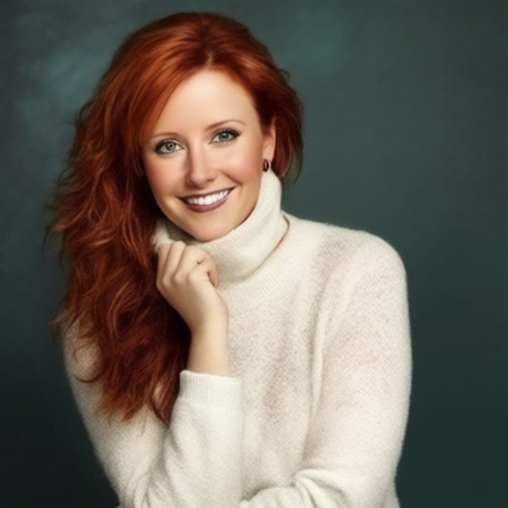 Redhead Teacher in Fuzzy Sweater Portrait