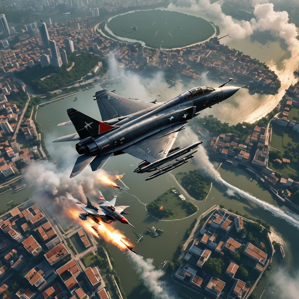 F4 Phantom in Combat Over Hanoi, Detailed Art