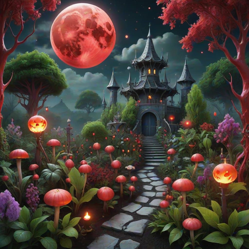 Poisonous Magical Garden Under Blood Moon