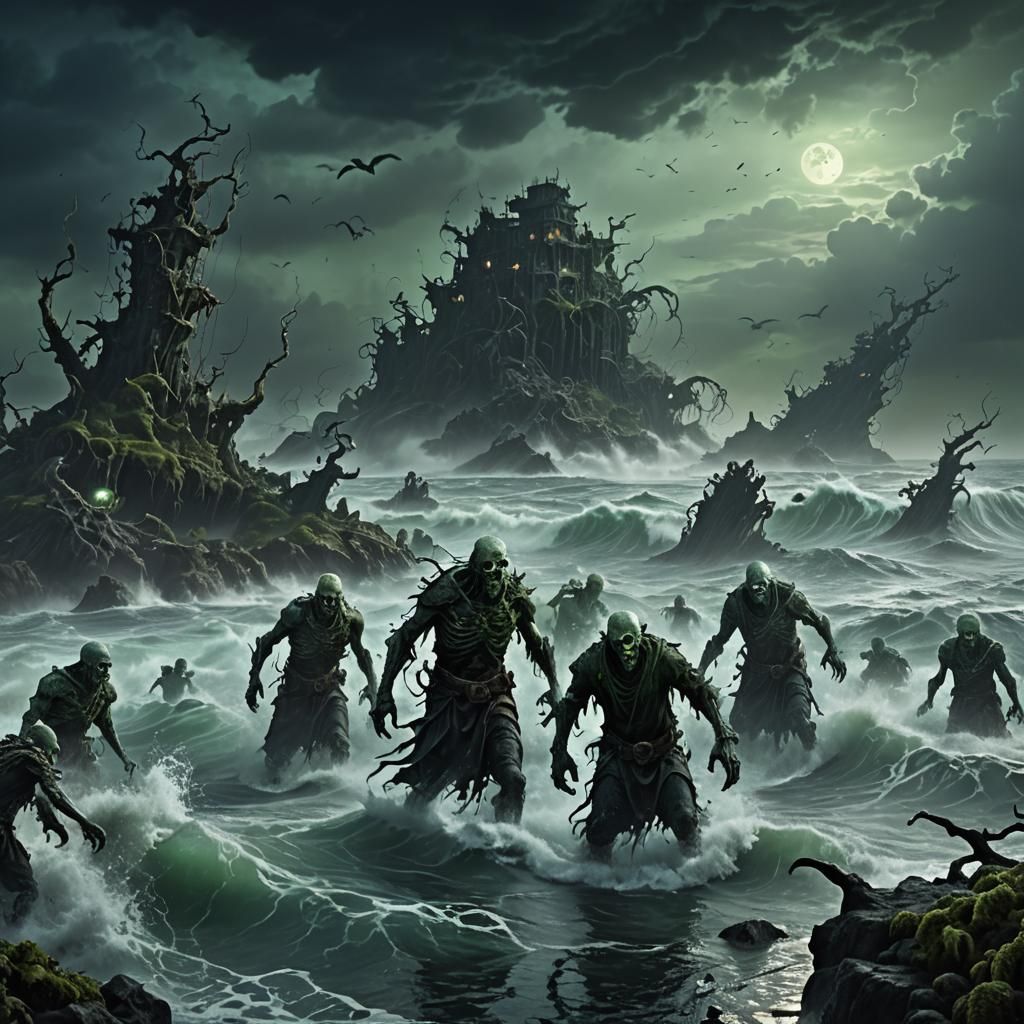 Ghouls and Zombies Walk on a Turbulent Sea