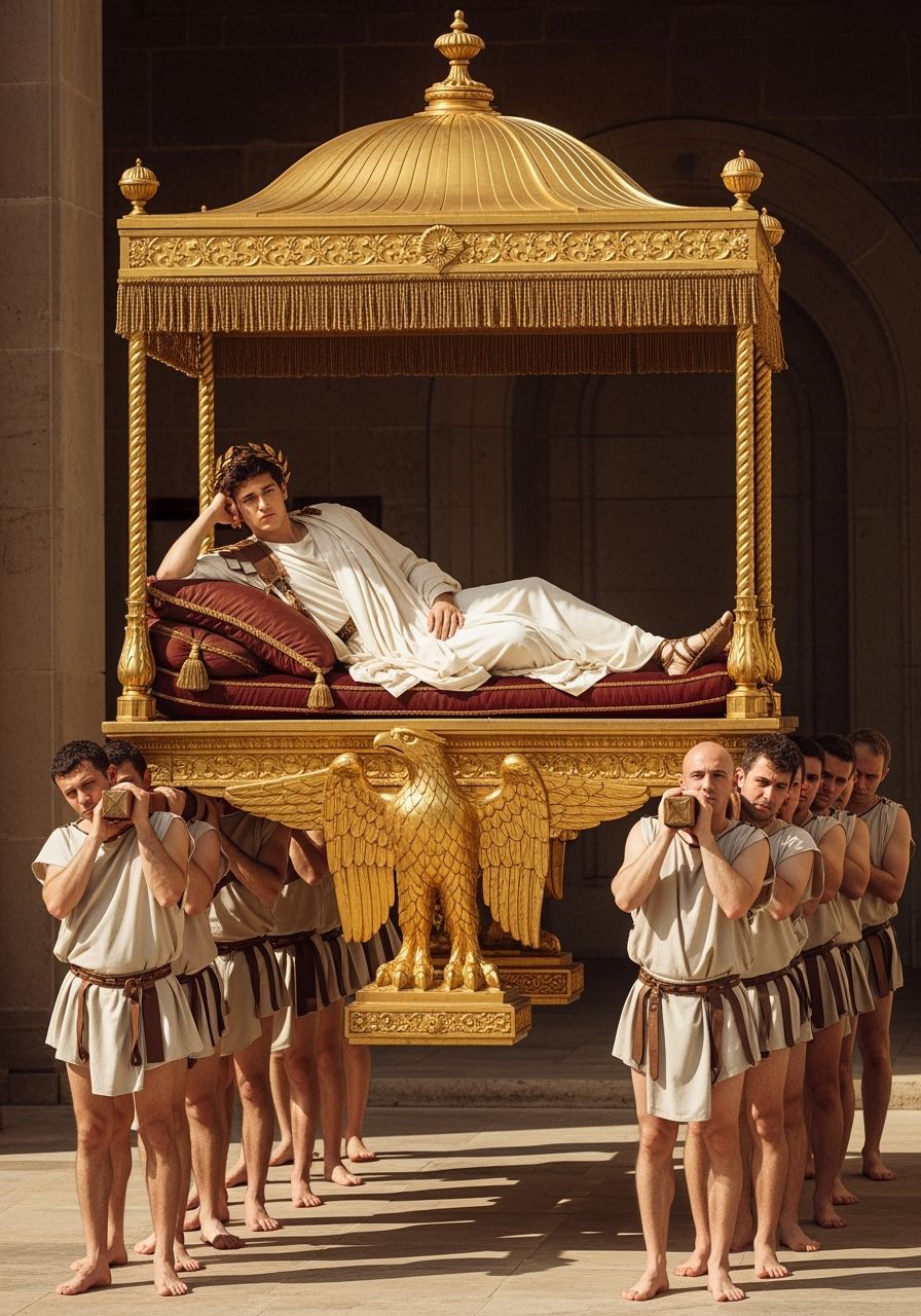 Young Emperor Lounging on Golden Eagle Litter
