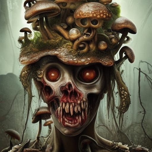 Mushroom Zombie in Detailed Digital Painting