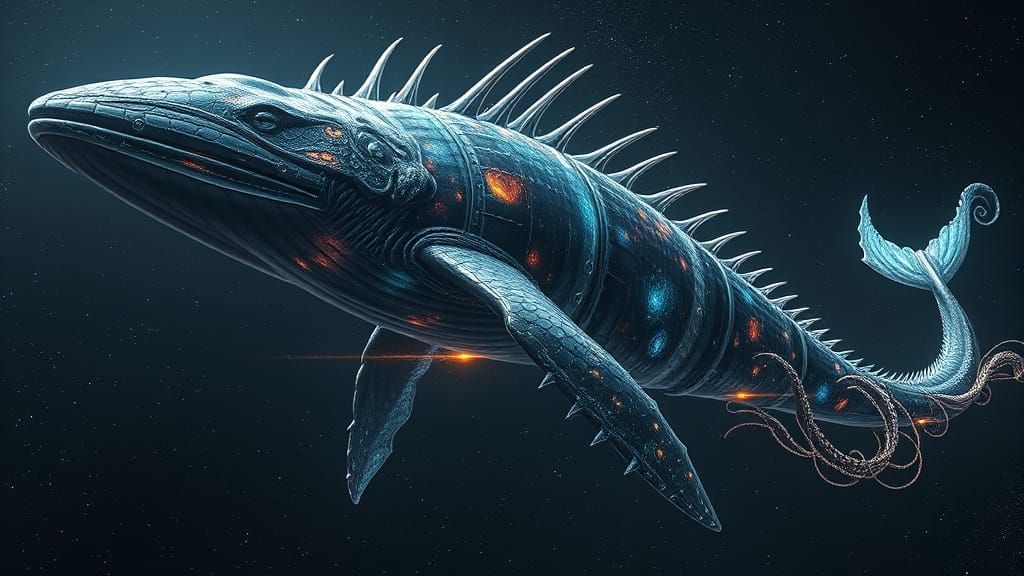 Colossal Space Leviathan Drifting Through Stars