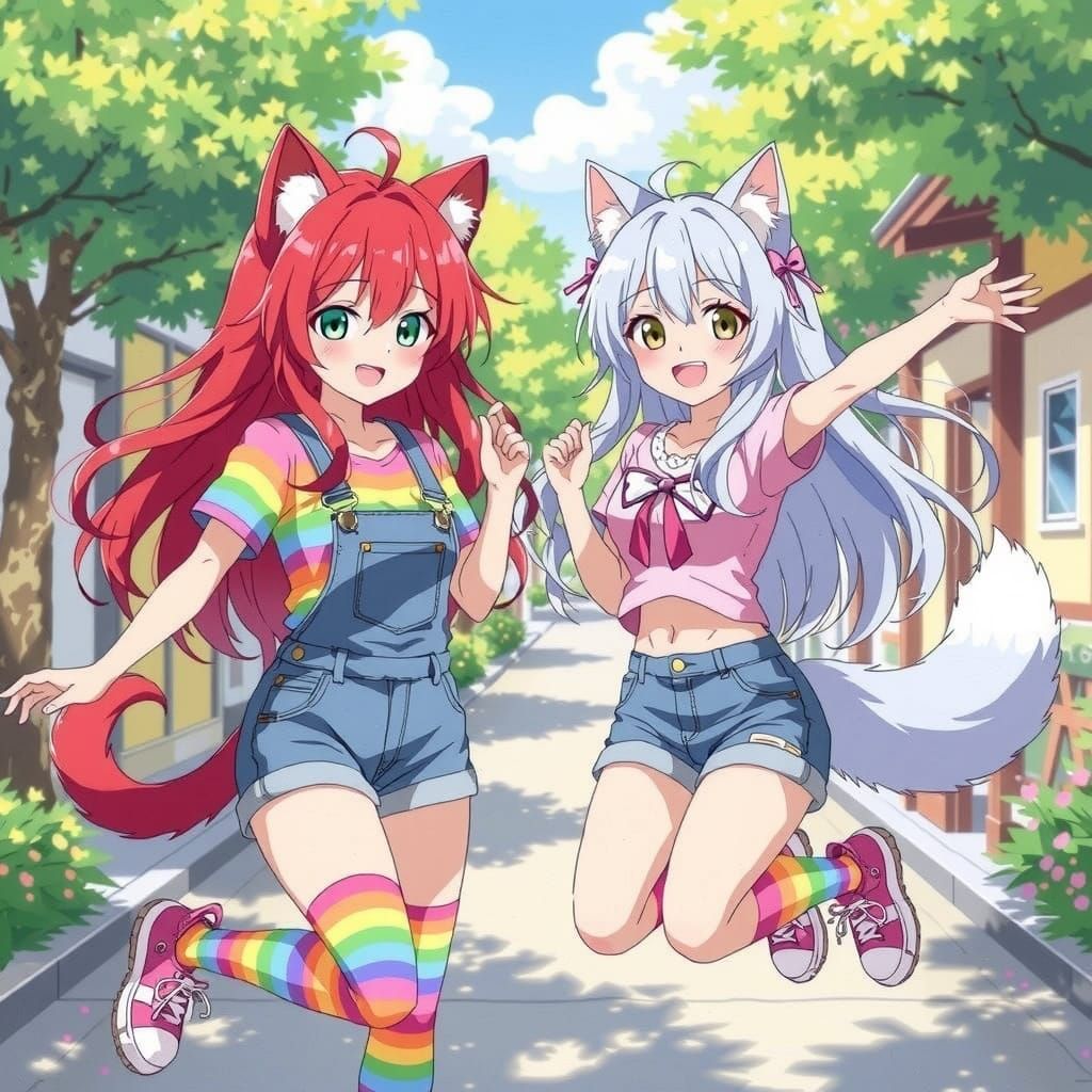 Playful Women with Animal Features in City