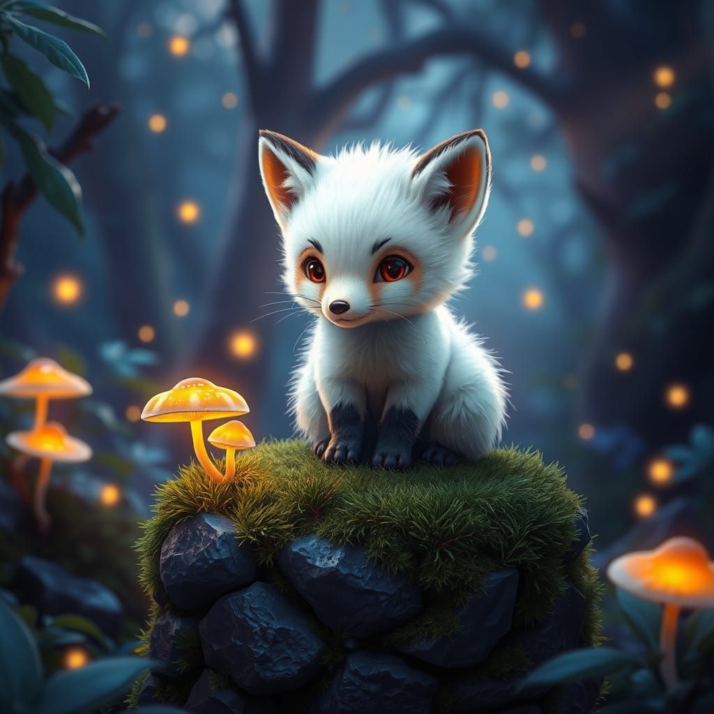 Regal Baby Fox in Vibrant Forest Glade