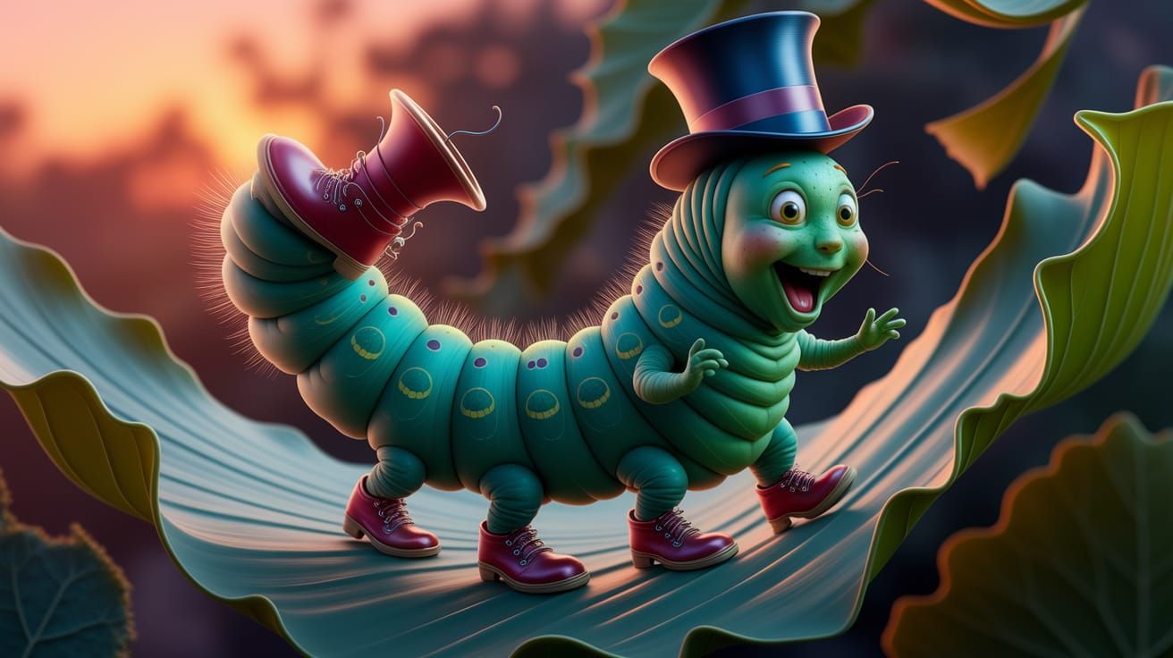 Excited Caterpillar Dancing, Alcohol Ink, Deep Saturation