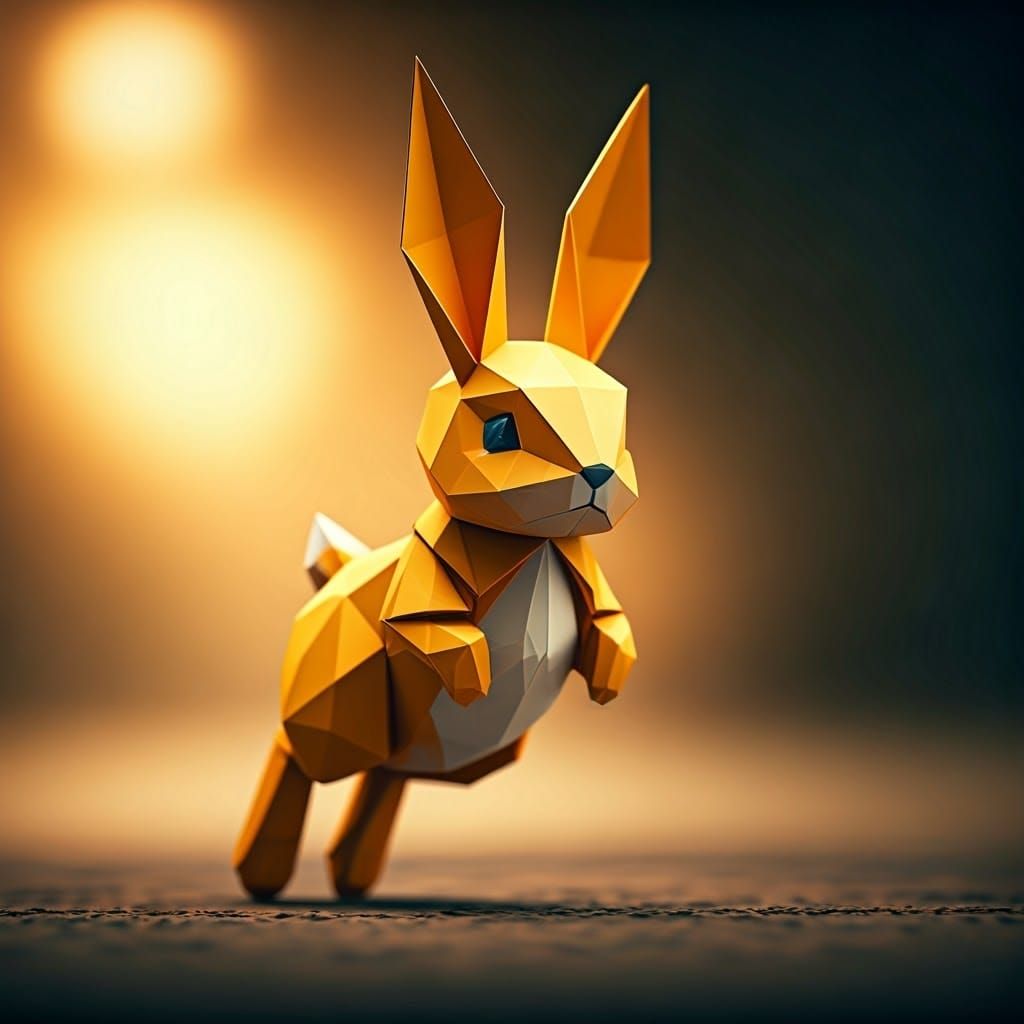 Vibrant Paper Bunny Hops in Ethereal Dreamscapes